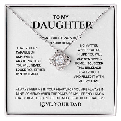 To My Daughter - Love Knot Necklace