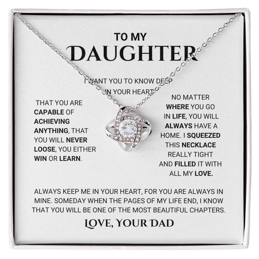 To My Daughter - Love Knot Necklace