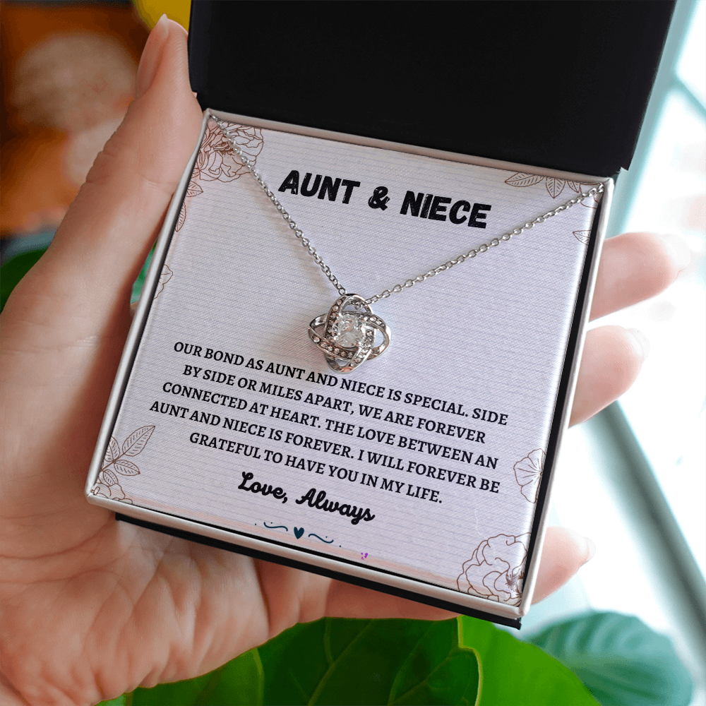 Aunt & Niece - Forever Connected at Heart - Love Knot Necklace