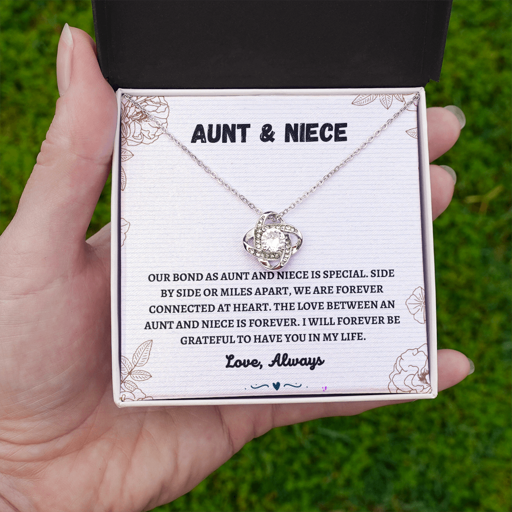 Aunt & Niece - Forever Connected at Heart - Love Knot Necklace