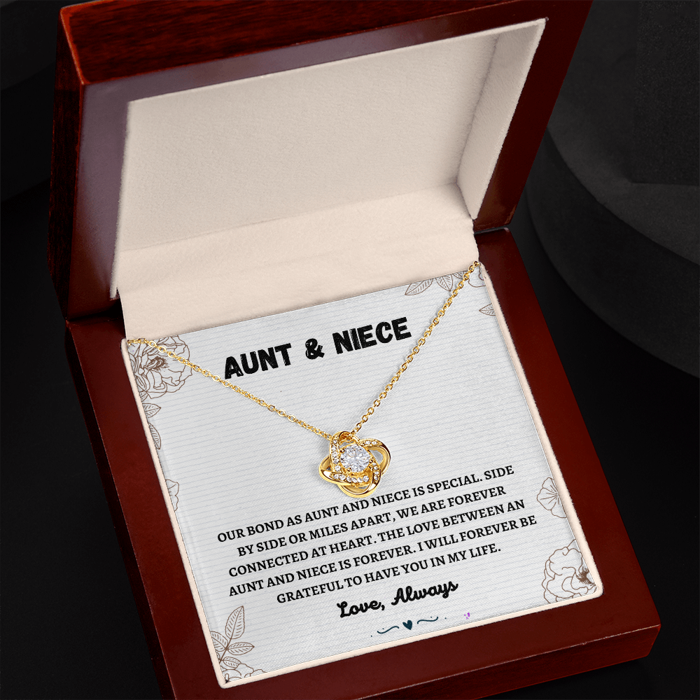 Aunt & Niece - Forever Connected at Heart - Love Knot Necklace