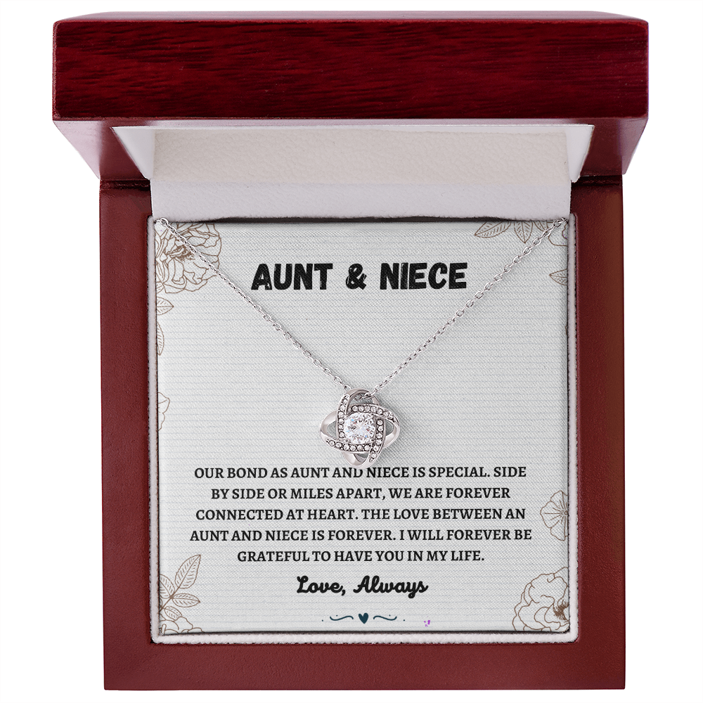 Aunt & Niece - Forever Connected at Heart - Love Knot Necklace