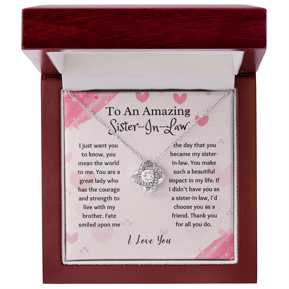 Sister-in-Law - Thank You for All - Love Knot Necklace
