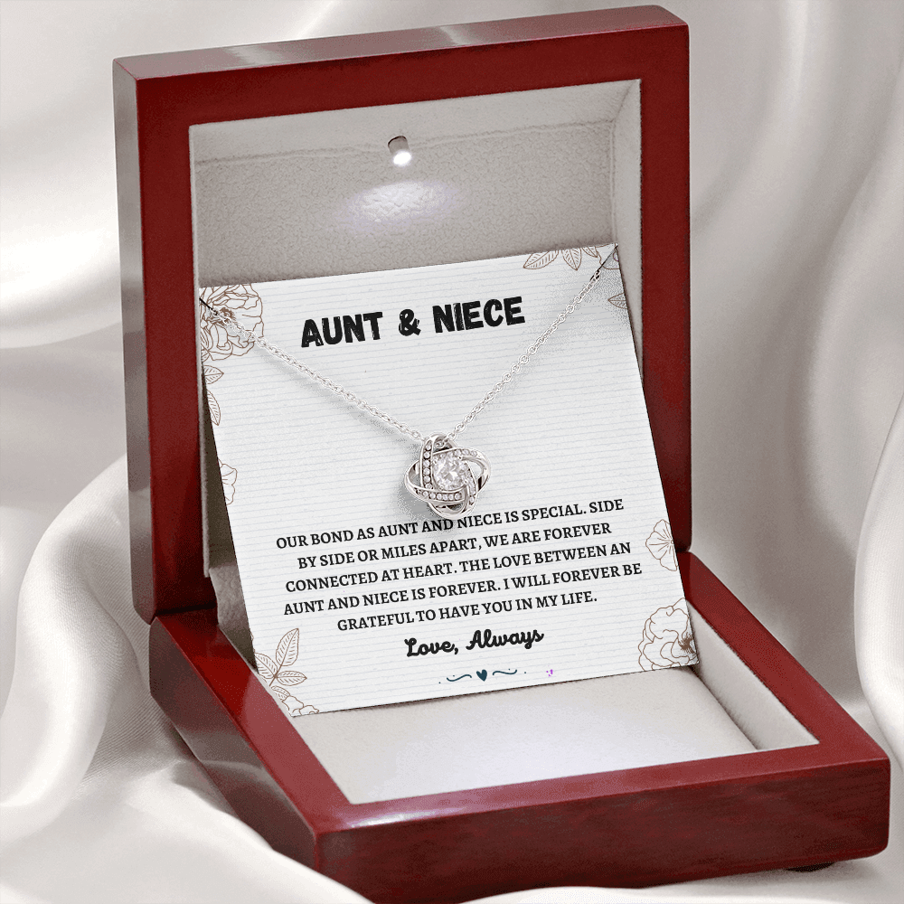 Aunt & Niece - Forever Connected at Heart - Love Knot Necklace