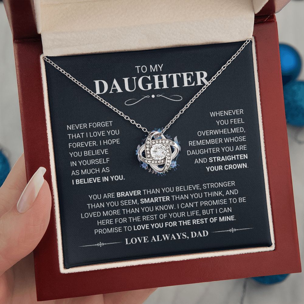 To My Daughter "Straighten Your Crown" Love Knot Necklace