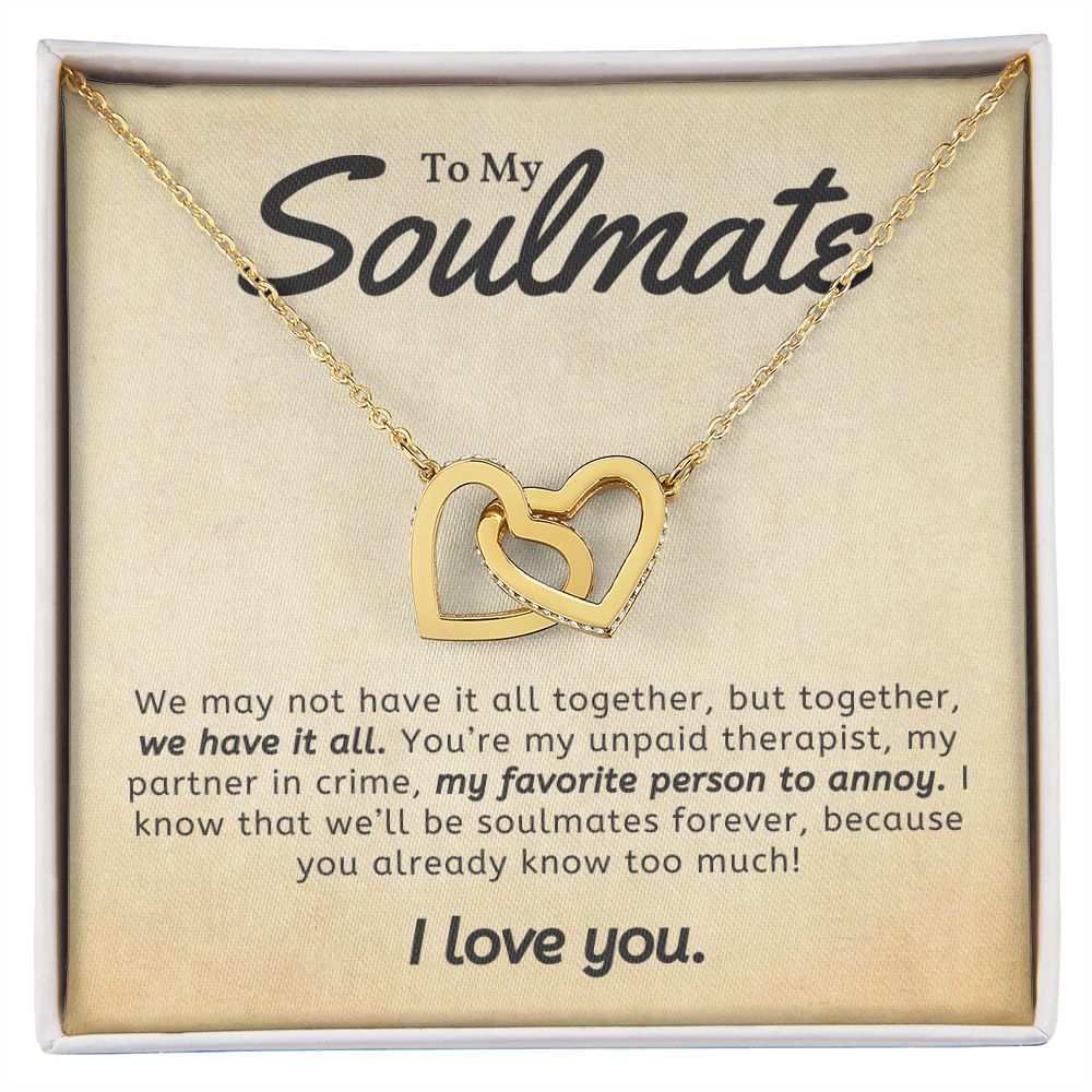 To My Soulmate - Interlocking Hearts Necklace
