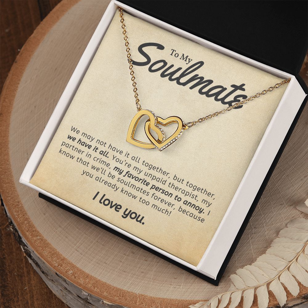 To My Soulmate - Interlocking Hearts Necklace