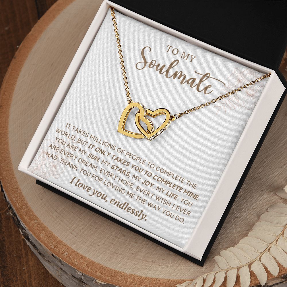 To My Soulmate - Interlocking Hearts Necklace