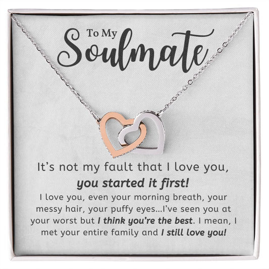 To My Soulmate - Interlocking Hearts Necklace