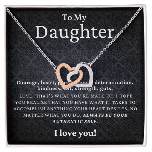 To My Daughter - Interlocking Hearts Necklace
