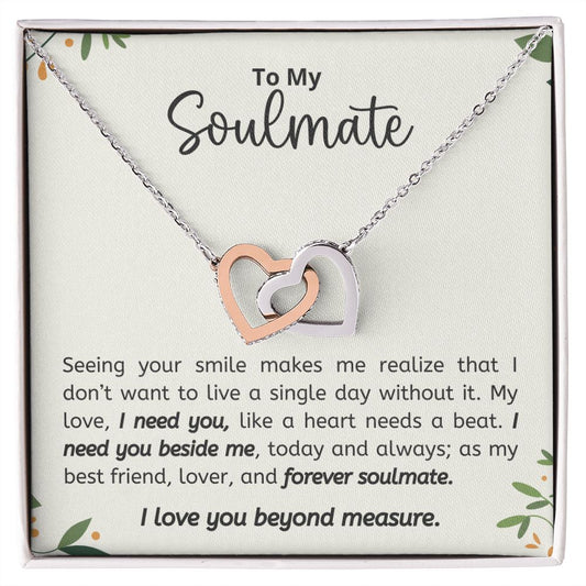 To My Soulmate - Interlocking Hearts Necklace