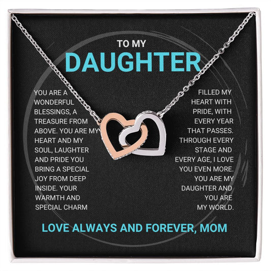 To My Daughter - Interlocking Hearts Necklace