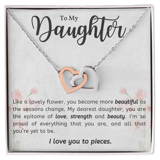 To My Daughter - Interlocking Hearts Necklace