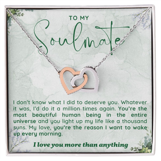 To My Soulmate - Interlocking Hearts Necklace