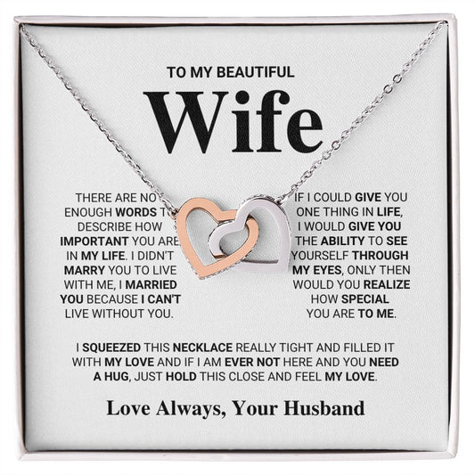 To My Beautiful Wife - Interlocking Hearts Necklace