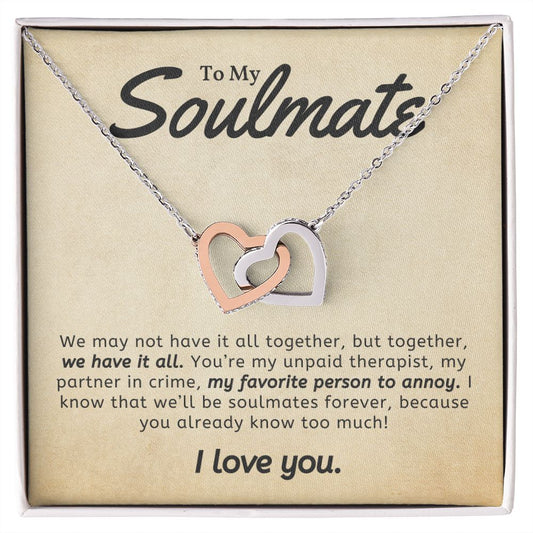 To My Soulmate - Interlocking Hearts Necklace