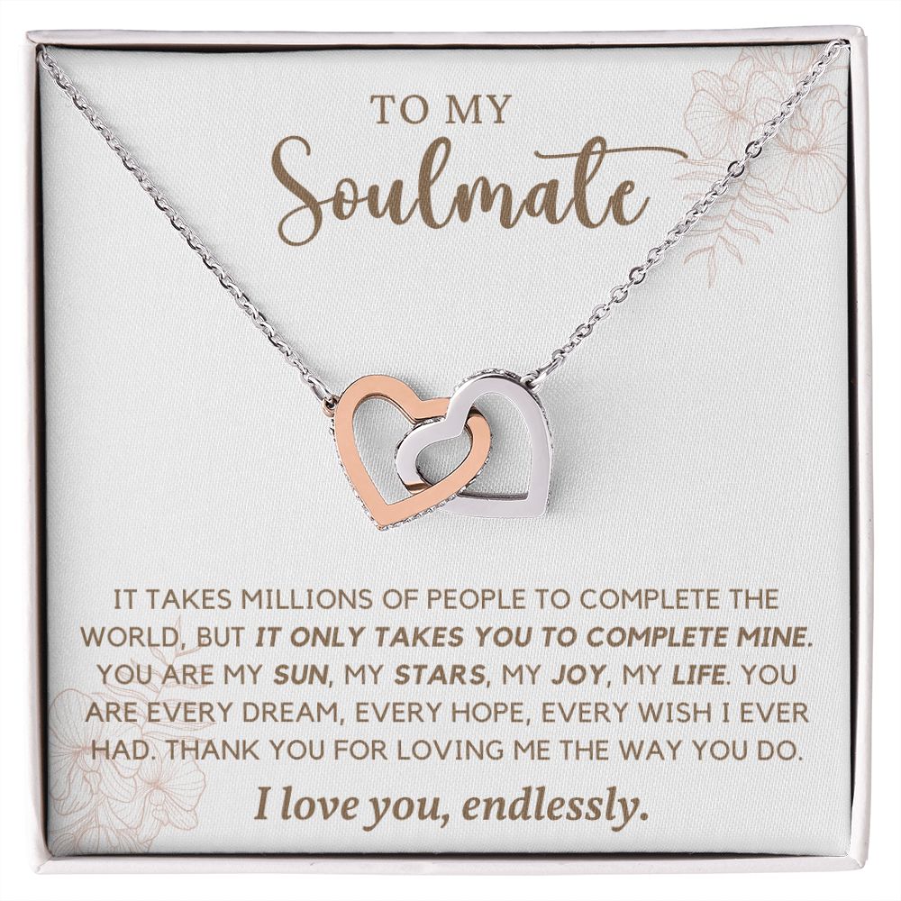 To My Soulmate - Interlocking Hearts Necklace