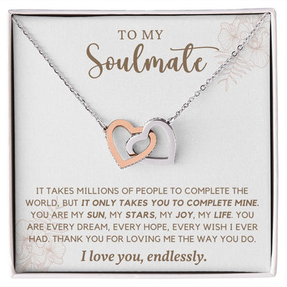 To My Soulmate - Interlocking Hearts Necklace