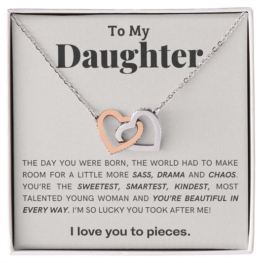 To My Daughter - Interlocking Hearts Necklace