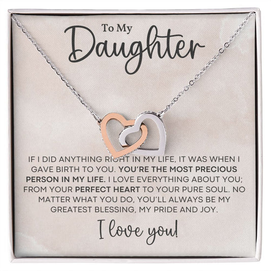 To My Daughter - Interlocking Hearts Necklace