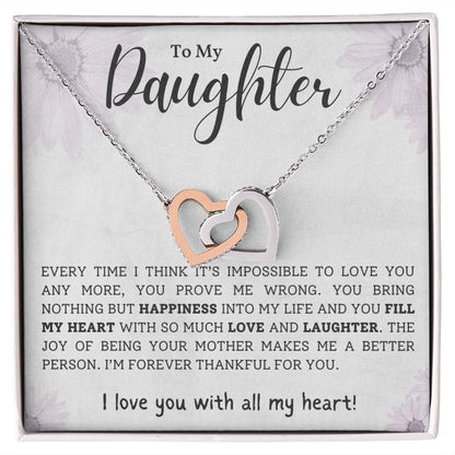 To My Daughter - Interlocking Hearts Necklace