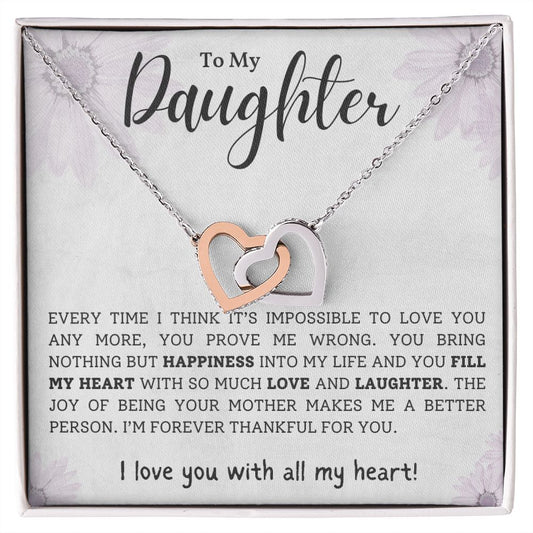 To My Daughter - Interlocking Hearts Necklace