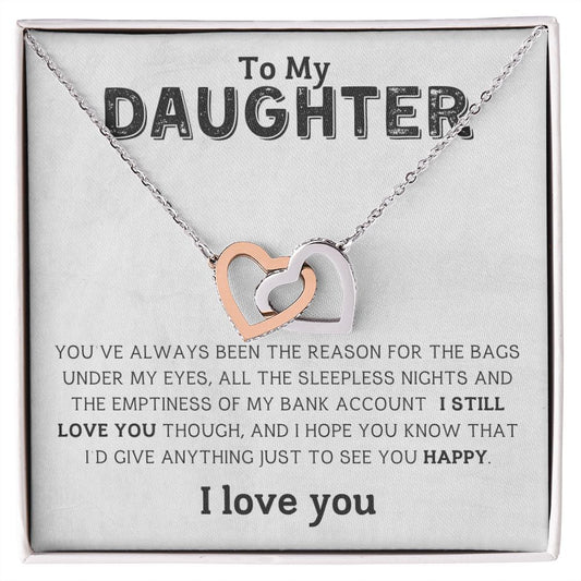 To My Daughter - Interlocking Hearts Necklace