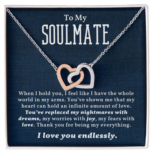 To My Soulmate - Interlocking Hearts Necklace