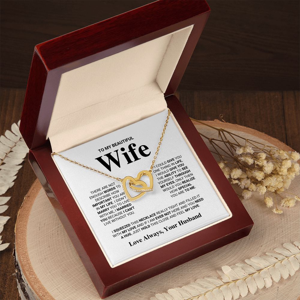 To My Beautiful Wife - Interlocking Hearts Necklace