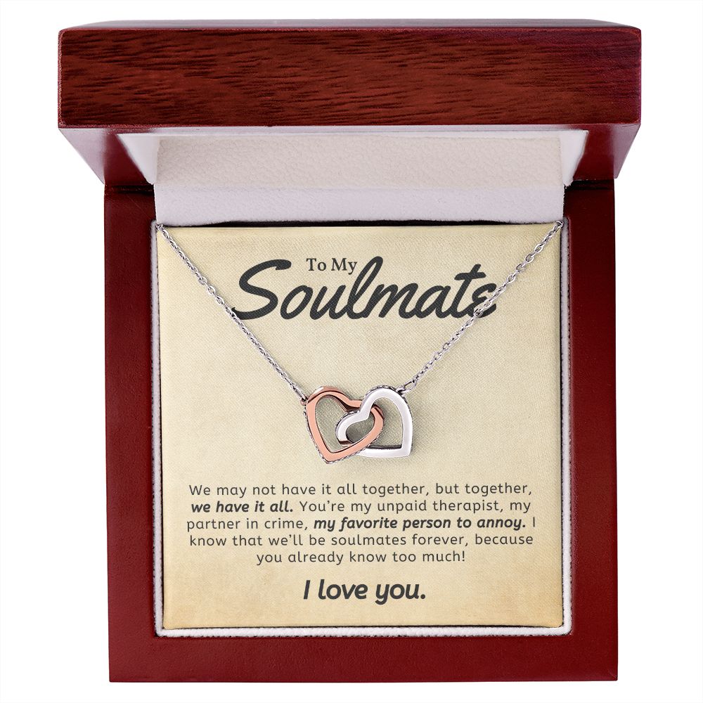 To My Soulmate - Interlocking Hearts Necklace