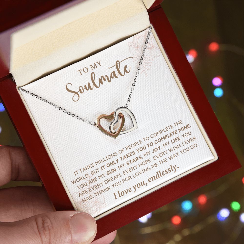 To My Soulmate - Interlocking Hearts Necklace