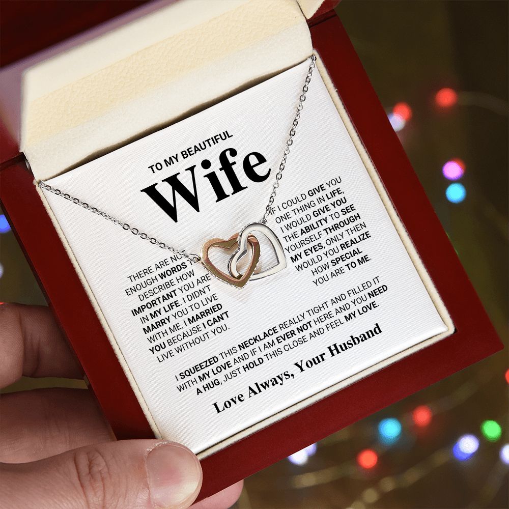 To My Beautiful Wife - Interlocking Hearts Necklace